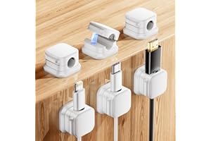 XIANGBIN 6 Pack Magnetic Cable Clips, Cable Tidy Tools,Magnetic Cord Organizer Strong Adhesive Desk for Nightstand, for Wall,Office,Car,Desk,Nightstand(White)