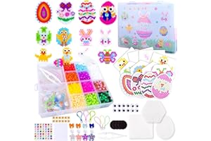 Wzone Bügelperlen Set für Kinder Ostern, 4200 Stück Steckperlen 5mm mit Aufbewahrungsbox, Bügelperlen Platten 12 Oster-Muster DIY Puzzle Set Kreative Geschenk Ostereier für Mädchen Jungen