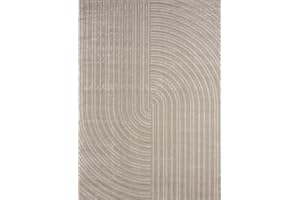 VIMODA Nowoczesny dywan z krótkim włosiem, do salonu, sypialni, wzór boho, miękki, z efektem wysokiej głębi, łatwy w pielęgnacji, ekskluzywny, kolor: taupe, wymiary: 120 x 170 cm