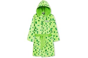 Minecraft Bademantel Kinder Jungen Weicher Fleece Morgenmantel mit Kapuze Badeponcho Creeper Gamer Geschenke für Jungs