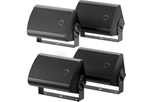 Herdio 4 Zoll 400 Watt Außenlautsprecher Outdoor-Lautsprecher für Outdoor Indoor Wandhalterung Patio Deck Camper Garten, Terrasse, Restaurant (2 Paar/Schwarz)