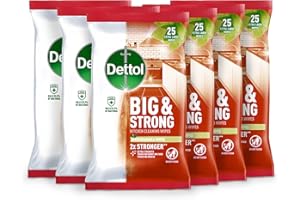 Dettol Big Wipes - 150 Wipes (6 Packs X 25), Heavy Duty, Ultra Grime, Kitchen Cleaner, Antibacterial Disinfectant