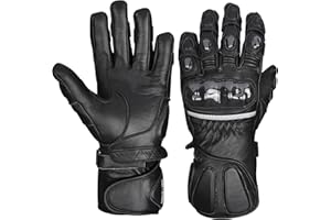 MOTERO Mens Warm Motorcycle Riding Gloves Full Finger Motorbike Leather Gloves With CE Heavy Duty Finger Protection