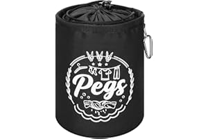 HUAJIAO Peg Bag, Large Clothes Pegs Bag Pegs Organizer Black Clothesline Peg Bag with Drawstring and Hanging Hook