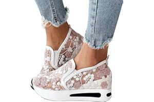 Fulidngzg Women's Orthopaedic Shoes Platform Elegant Road Running Shoes Slip On Sneakers Mesh Breathable Trainers Summer Fitness Shoes Non-Slip Lightweight Orthopaedic Shoes Sports Shoes