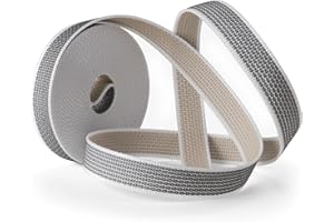IdeaGenesis - Cinta Reversible para Recogedor de Persianas Enrrollables | Cuerda de Repuesto para Carrete de Toque Suave y Rígido | Resiste Rayos UV y Abrasión (Bicolor Gris Beig, Cinta 22mm)