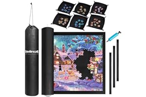 Lavievert Jigsaw Puzzle Mat Roll Up with 6 Sorting Trays, Portable Jigsaw Storage Puzzle Saver with Drawstring Closure Storage Bag & Hand Pump for Games Up to 2000 Pieces