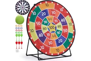 Cheerful Children Toys Jumbo Kids Dart Board XL or XXL, Velcro Dart Board Set for Kids - Reversible Design, Sturdy Stand, 12 Sticky Balls & 6 Darts, Indoor/Outdoor Games Ages 3-8