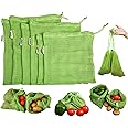 GLAVISH 100% cotton Set Of 6, Reusable Fridge Storage Bags For Vegetables and Fruit, Multi-purpose Eco-friendly cotton mesh net bag for Freezer Organiser (2x Small, 2x Medium, 2x Large)