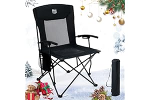 TIMBER RIDGE Silla de Camping Plegable Ligera 150 kg de Capacidad, Respaldo Alto y de Rejilla, con Portavasos y Bolsa de Transporte, para Exteriores, Playa, Festival, Pesca, Jardín, Picnic, Terraza