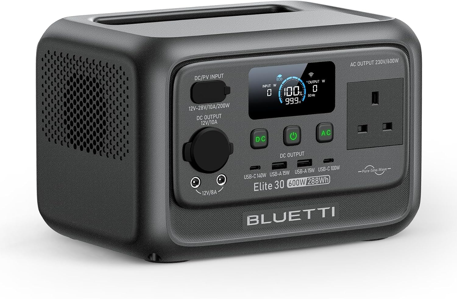 BLUETTI Elite 30 V2 Portable Power Station 600W (Power Lifting 1500W), 288Wh LiFePO4 Battery with 10ms UPS, Emergency Backup Power for Home Blackout/Winter Storm, Solar Generator for Camping/Road Trip