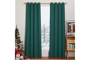 PONY DANCE termiczne zasłony zaciemniające, zasłony do sypialni, zasłony okiennej, zasłony termoizolacyjne, ciemnozielone, 140 x 220 cm, zestaw 2 szt