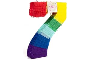 Trendario Pinata Zahl 7 - mehrfarbig - ungefüllt - Ideal zum Befüllen mit Süßigkeiten und Geschenken - Piñata für Kindergeburtstag Spiel, Geschenkidee, Party, Hochzeit