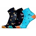 The Sock Street Ankle Socks for Men, Quirky Pattern Printed Socks Pack of 3