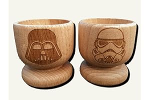 FastCraft Star Wars Lot de 2 tasses à œufs en bois Motif vador