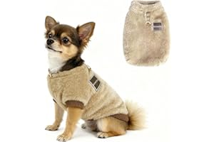Hundepullover Kleine Hunde, yisight Hundepullover Fleece, Hunde Jumpsuit Winter, Hundemantel für Kleine und Mittlere Hunde, Braun