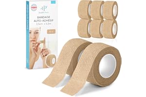 Health Press® Pansement Doigt Auto-adhésif – 8 Rouleaux Beige (2,5cm x 4,5m) | Bandage Élastique de Fixation | Bande Résistante à la Poussière, à la Graisse et à la Saleté pour Doigts