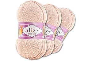 Wohnkult Alize - Cotton Gold - Lot de 3 pelotes de laine de qualité supérieure - 59 couleurs - Laine d'été à tricoter Amigurumi pour toute l'année (401 - Rose pâle)