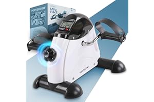 PORTENTUM Pedalier d’Appartement Senior avec écran LCD 6 Fonctions – Mini Velo Bras et Jambes Compact avec résistance réglable et poignée de Transport – Design Portable pour Sport Maison