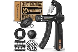 FitBeast Fortalecedor de Mano, Kit de Hand Grip - 6 Piezas con Entrenador de Antebrazo Ajustable y Bolas de Masaje para Terapia, Agarre y Recuperación
