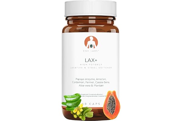 LAX+ Laxatif puissant contre la constipation, Ramollit les selles, Detox laxatif, Soulage les ballonnements et les gaz, Papaye, Arraclan, Cardamome, Fenouil, Sena, Aloès et Plantago