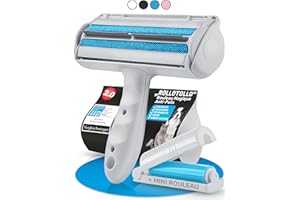 BluePet Rouleau Anti Poils Animaux, Brosse Anti Poil, Enlever Poil Chien & Chat, Réutilisable, Attrape Les Poils du Canapé, Tapis & Voiture, Pet Hair Remover, Anti Peluche, (+ Mini Rouleau Adhésif)
