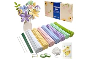 YYUENG TAK YYUENGTAK 350 Pcs Pipe Cleaners for craft Flowers（Macarons）with tutoria，Fluffy Yarn,Floral Wires,Gardening Tape,Stamens -Pipe Cleaner Flower kit,Chenille Stems for DIY Art Projects Creative Gift Decor