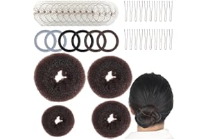 DSLSQD Zestaw 40 koków do włosów, 4 koki, 10 siatek, 20 spinek do włosów, 6 elastycznych opasek do włosów, do wysoko upiętych fryzur, akcesoria do fryzur, dla dzieci, dziewcząt, kobiet, kolor brązowy