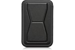 kwmobile Stick-on uchwyt na karty do smartfonów - uchwyt ze sztucznej skóry z funkcją stojaka - 65 x 95 mm - miejsce na 2 karty - czarny