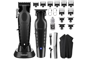 KEMEI Tondeuse à Cheveux Professionnelle pour Coupe de Cheveux, Tondeuse Électrique Rechargeable pour Homme, Kit de Toilettage T-Blade avec 11 Peignes de Guidage pour Toute la Famille