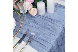 Babenest 3 Packs Grayish Blue Cheesecloth Table Runner, 10 ft Rustic Cheese Cloth, Boho Gauze Semi-sheer Long Tablecloth Decoration for Kitchen Romantic Wedding Party Bridal Baby Shower(300 X 90 cm)