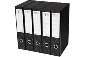 NOTI 5 x Box File Foolscap Fits A4, Black & White Paper 70mm Spine, File Organiser