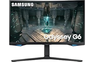 Samsung Odyssey G6 LS27BG650EUXXU 27" Curved Smart Gaming Monitor with Speakers - QHD 2560x1440, 240Hz, 1ms, Speakers, HDMI 2.1, Full Smart Platform, Freesync Premium Pro, Height Adjust