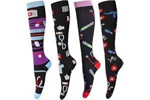 LEOSTEP 5 Paar Kompressionsstrümpfe für Damen und Herren Bunte Kompressionssocken mit 15-25 mmHg Stützstrümpfe für Sport Medizin Laufen Reisen Flug Schwangerschaft Krankenschwester