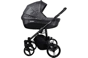 Vizaro PEARL 2022 DÚO 2 en 1 - Carrito Bebé Todoterreno GAMA ALTA - MARCA ESPAÑOLA - Muy Elegante - Garantía 3 Años - Textil ANTRACITA Chasis NEGRO