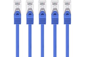 1aTTack.de 0.25m - blue - 5 pieces CAT.7 network cable Sftp (raw cable) patch cable (SET) 10000Mbit/s - 500 MHz assembled with 2 RJ45 plugs Cat6a