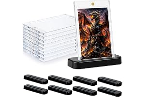 35PT magnetisk korthållare med stativ, 8-pack | Transparent kortram med UV-skydd och diamanthörn för MTG, Pokémon, TCG och sp