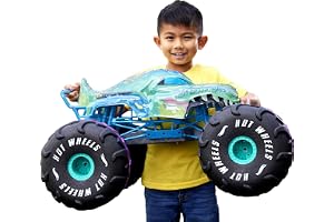 Hot Wheels Monster Trucks Radiostyrt fordon XL Mega-Wrex | Extra stor RC-lastbil med bakhjulsstång, uppladdningsbar USB, mer
