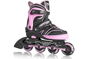 2PM SPORTS Pattini In Linea Bambina 4 Misure Regolabili, Ruote in PU 82A, Pattini Rotelle Ragazzo Bambino