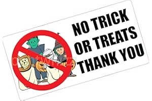 PRINTWHIZZ No Trick or Treats Thank You - Door Window Sticker Halloween Sign Label