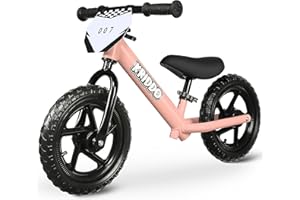 KRIDDO Toddler Balance Bike 2 Year Old, Age 18 Months to 5 Years Old, 12 Inch Push Bicycle with Customize Plate (3 Sets of Stickers Included), Gift Bike for 2-3 Boys Girls, Pinka