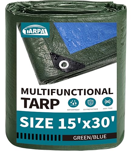 RAINDEWAY 4x5 Feet Super Heavy Duty 18 Mil Brown Poly Tarp Cover, UV Resistant, Weatherproof, Multipurpose Waterproof Poly Tarp with Grommets and Reinforced Edges RAINDEWAY 4x5 Feet Super Heavy Duty 18 Mil Brown Poly Tarp Cover, UV Resistant, Weatherproof, Multipurpose Waterproof Poly Tarp with Grommets and Reinforced Edges