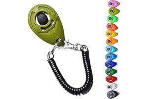 DogCatz Dog Puppy Teardrop Clicker Training, Train Your Pet Dogs and Cats in Obedience (Army Green)
