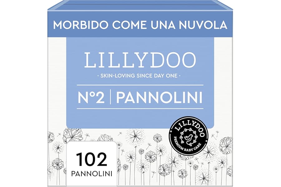 LILLYDOO Skin-Friendly Nappies - Size 2 (4+ kg), Stock Pack (102 Units), Leak Protection, Soft, Fragrance & Lotion Free & Dermatologically Tested