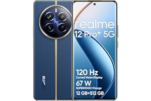 realme 12 Pro+ 5G Smartphone 12+512GB, Sony IMX890 OIS Camera, 3X Optical Zoom, Snapdragon 7s Gen 2 Chipset, 6.7inch 120Hz Curved Vision Display, 67W SUPERVOOC Charge, 5000mAh Massive Battery, blue