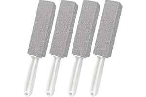 ddLUCK 4 Pack Pumice Stone Cleaning Stone with Handle, Toilet Bowl Cleaner Stains and Hard Water Ring Remover, Rust Grill Cleaner for Kitchen/Bathroom/Pool/Household Cleaning