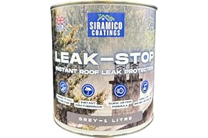 SIRAMICO COATINGS Leak Stop Rapid Leak Repair Paint Instant Waterproof Leak Sealer | GREY 1 Litre | Perfect for Flat and Pitched Felt, Shed & Garage Roofs | Easy to Apply & Fast Dry