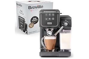 Breville Cafetera Espresso Prima Latte III | Cafetera expreso, capuchino y café con leche | Bomba italiana de 19 bares | Espumador de leche automático| Compatible con cápsulas | Gris [VCF146X]