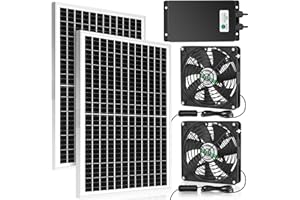 blessny Solar-Doppelventilator mit 66,6 Wh Akku-Backup, 50 W Solarbetrieben, 5,5 Zoll größeres Ansaug- oder Abluftventilator-Set, IP67 wasserdicht, 3000 U/min Hochgeschwindigkeit