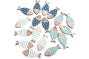 Logbuch-Verlag 36 Mini Fische Streuteile 6 cm blau türkis Natur Holzfische Streudeko Maritime Deko Streuartikel Holz